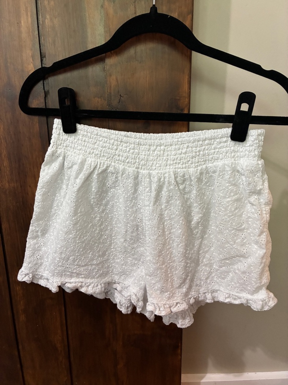 Joie White Eyelet Boho Shorts Size S Pull On 100% Cotton Pockets - Beach Summer